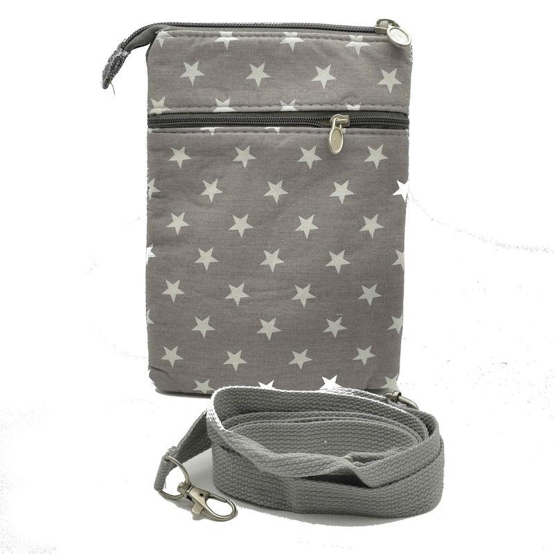 Handtasche Patchwork Crossbag Stoff Sterne grau